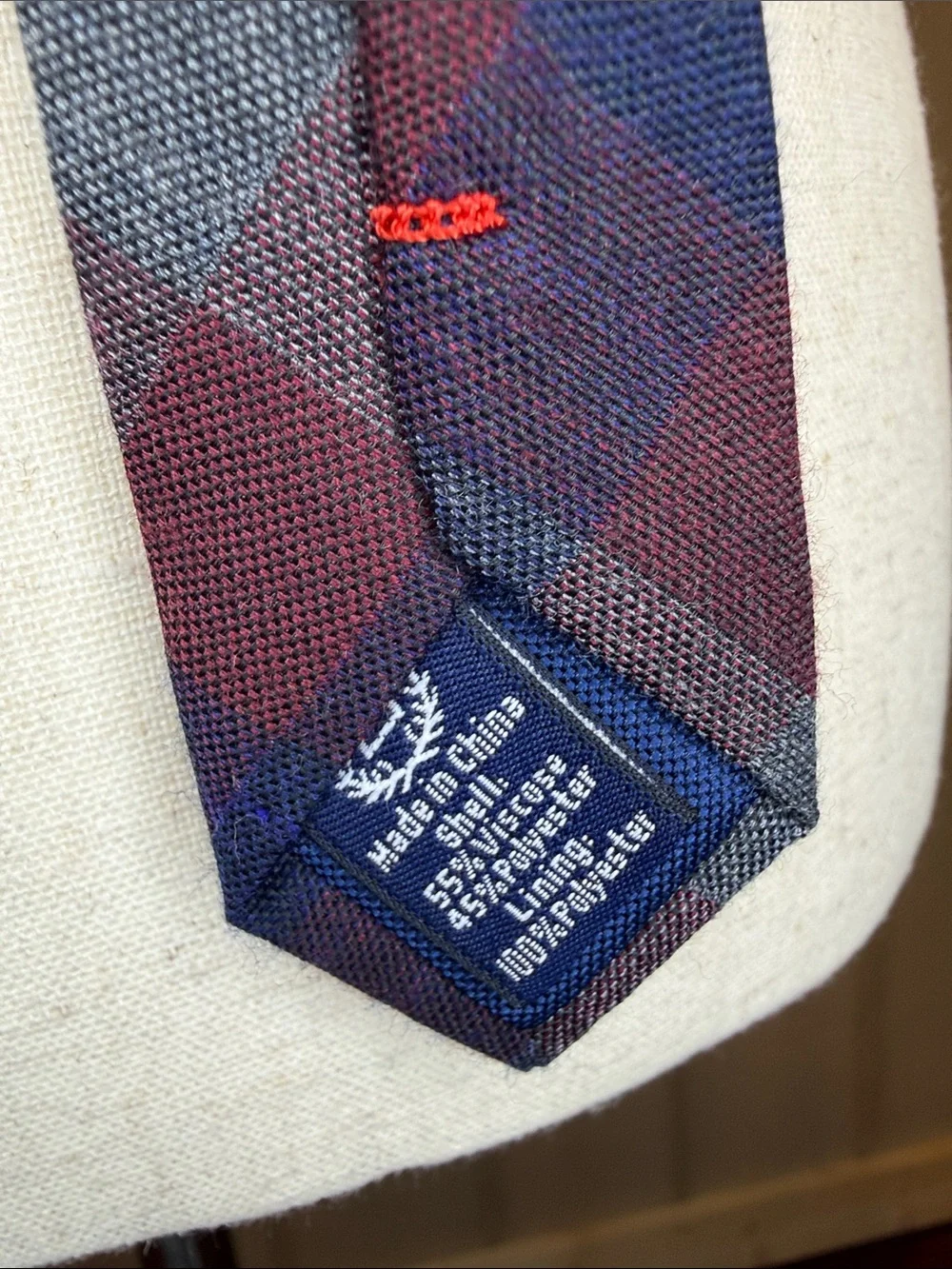 Chaps Tie Burgundy Navy Blue Gray Tartan Plaid Preppy Academic Dapper Menswear